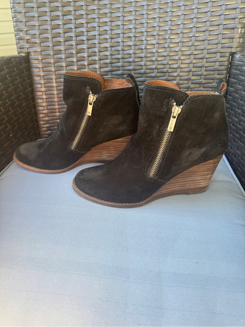 Luck Brand Suede Wedge Ankle Boots